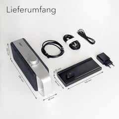 faller Oskar TV Lautsprecher/Soundbar mit Clear Voice (tragbar, kabellos, einfache Bedienung, Aluminiumgehäuse)