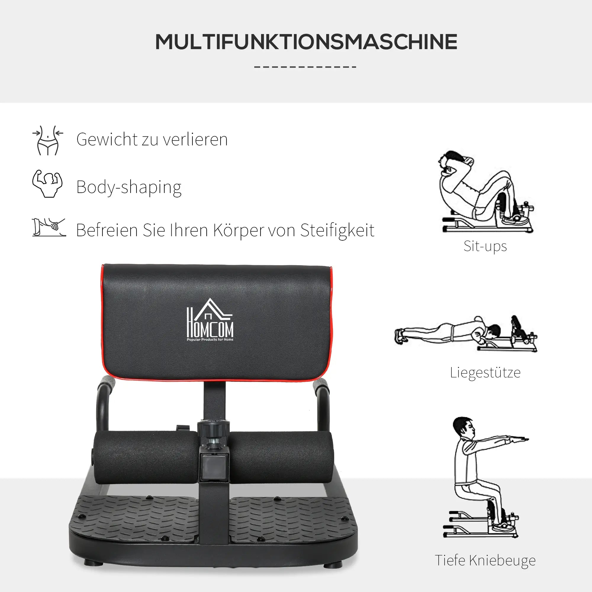 HOMCOM Sissy Squat Kniebeugentrainer 3in1 höhenverstellbar