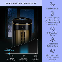Klarstein Luftkühler mit Wasserkühlung, Leiser 4-in-1 Verdunstungskühler, Luftbefeuchter, Ventilator & Nachtmodus, Mobile Klimageräte Luftkühler 7L, 65W Air Cooler, 330m³/h Kühlender Luftstrom