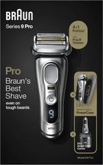 Braun Series 9 Pro Premium Rasierer Herren mit 4+1 Scherkopf, Elektrorasierer & ProLift Trimmer, PowerCase, 5-in-1 Reinigungsstation, 60 Min Laufzeit, Made in Germany, 9477cc, silber
