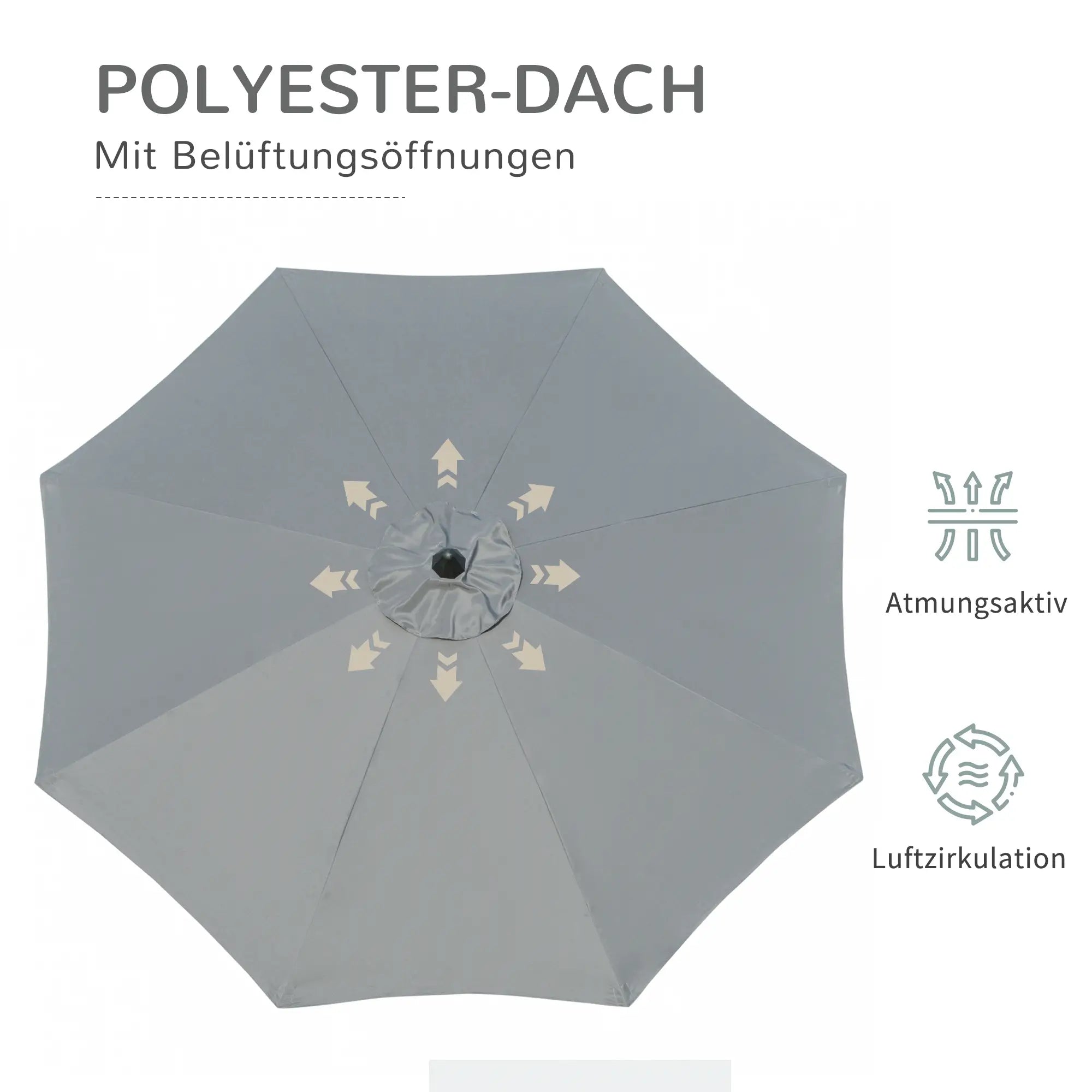 Outsunny Sonnenschirm 2,7 m Dunkelgrau mit Kurbel & UV-Schutz