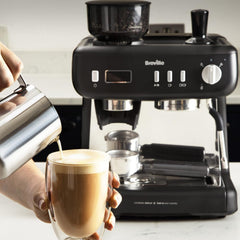 Breville Barista Max Siebträgermaschine | Espressomaschine/Kaffeemaschine mit integriertem Mahlwerk und Milchaufschäumer| 2,8-l-Wasserbehälter | Italienische Pumpe mit 15 Bar | Edelstahl [VCF126X]