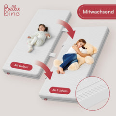 Bellabino Kinderbett Bia 140x200 cm, Hausbett Kinder inkl. Rausfallschutz und Rolllattenrost, Montessori Bodenbett weiß aus Massivholz Kiefer