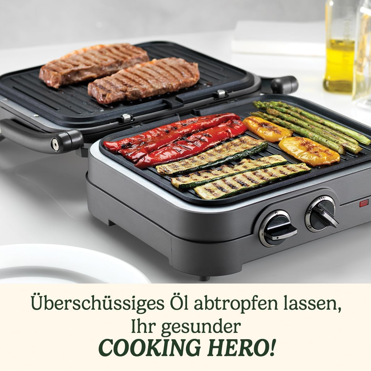 Cuisinart Hot Plate Entertaining Grill & Griddle | XL Elektrischer Plancha Grill, Teppanyaki Grillplatte für zu Hause | Antihaftbeschichtete abnehmbare Platte, 2-Zonen-Temperaturregelung bis zu 260°C
