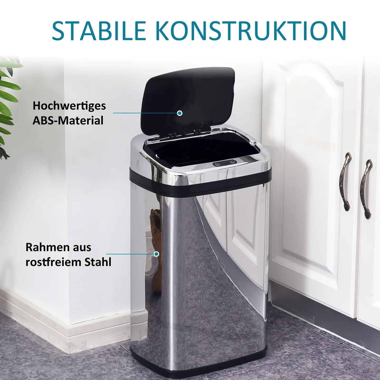 HOMCOM Automatik Mülleimer mit Sensor Edelstahl