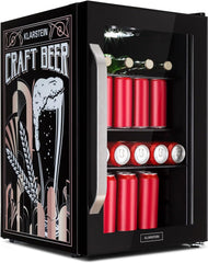 Klarstein Kühlschrank 70L, Kleiner Kühlschrank mit Herausnehmbaren Ablagen, Leiser Mini Kühlschrank mit Glastür & LED, Getränkekühlschrank Klein, Outdoor Geeignet, Biersafe für Flaschen, 0-10°C