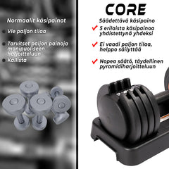 Core 2 x Verstellbare Kurzhantel, 50kg