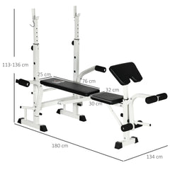 HOMCOM Trainingsbank höhenverstellbar mit Beinpresse und Bizepscurl