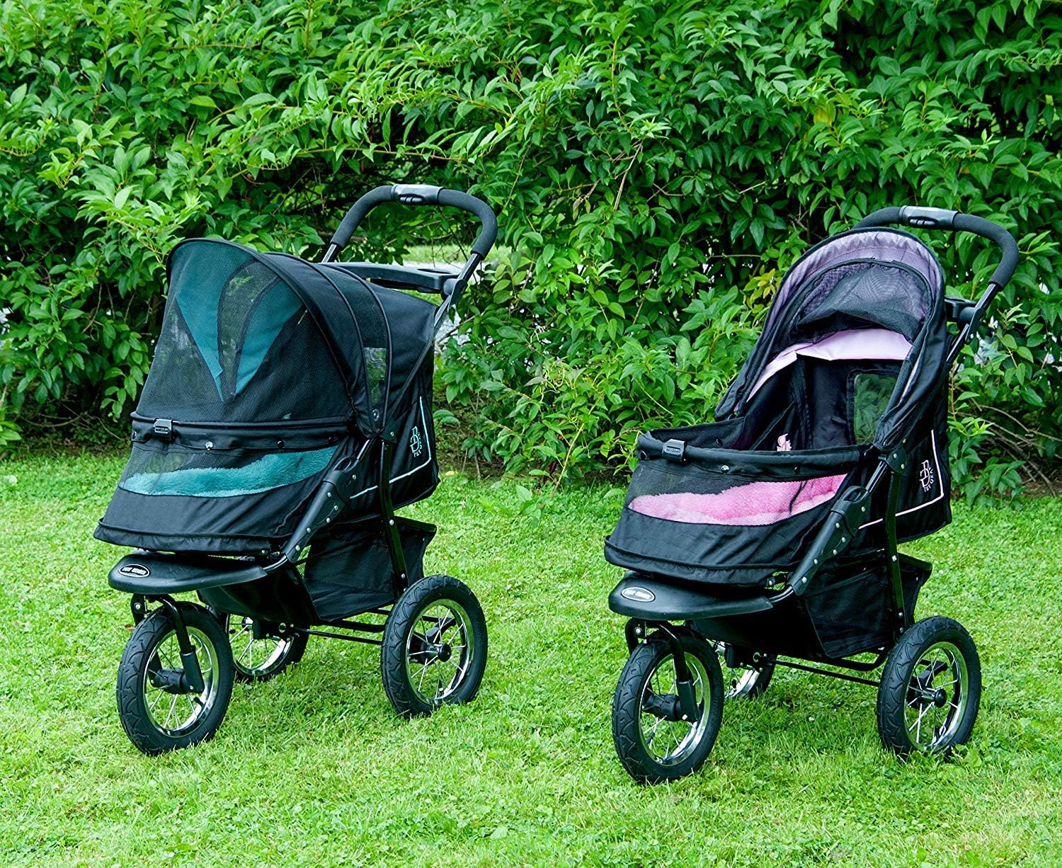 No-Zip NV Haustier-Buggy für Katzen/Hunde, Einstieg ohne Reißverschluss, einfaches Zusammenklappen mit einer Hand, Reifen mit Gelfüllung, Plüschpolster + Wetterschutz inklusive, 3 Farben