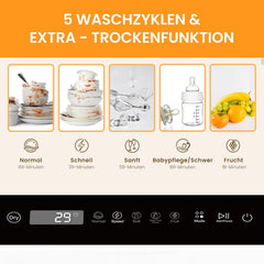 HAVA Tischgeschirrspüler, mini Spülmaschine mit 6 Programmen und eingebautem 5-Liter-Wassertank, kein Anschluss erforderlich, Babybedarfs- und Lufttrocknungsfunktion für Wohnungen und Wohnmobile