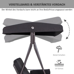 Outsunny 3-Sitzer Hollywoodschaukel mit Sonnendach & Kissen – Schwarz