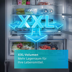 SIEMENS KF96NVPEA iQ300 Multi-Door-Kühlschrank, 183 x 91 cm, 405 L Kühlen & 200 L Gefrieren, hyperFresh längere Frische, noFrost nie wieder abtauen, superCooling schnellere Kühlung
