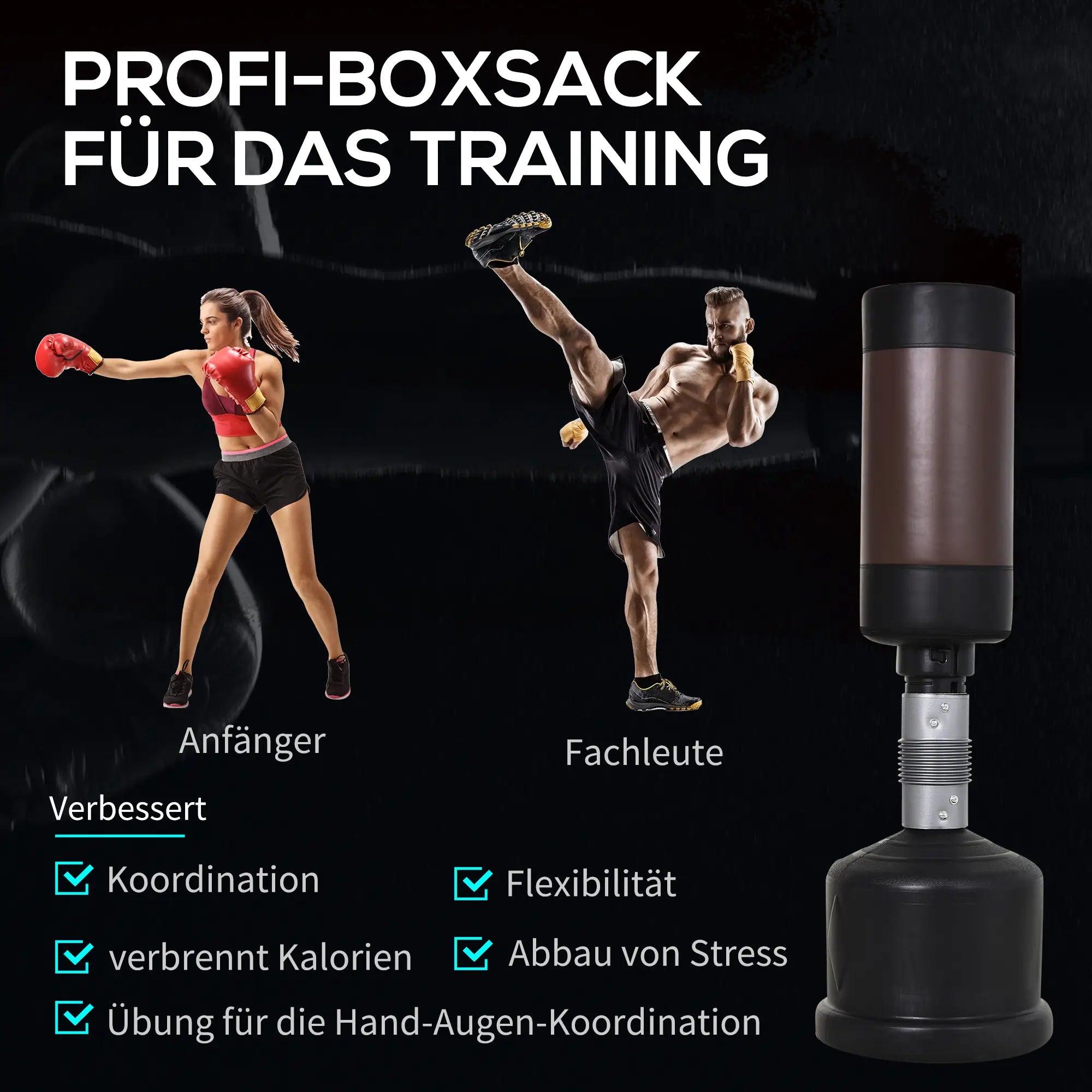 HOMCOM Standboxsack höhenverstellbar gelenkschonende Polsterung