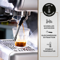 Breville Barista Max Siebträgermaschine | Espressomaschine/Kaffeemaschine mit integriertem Mahlwerk und Milchaufschäumer| 2,8-l-Wasserbehälter | Italienische Pumpe mit 15 Bar | Edelstahl [VCF126X]