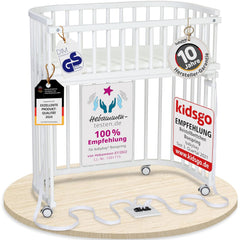 babybay Original Beistellbett aus massivem Buchenholz / kompakt & verwandelbar / Kinderbett Höhe stufenlos verstellbar & umweltfreundlich / mitwachsendes Babybett (weiß lackiert) / inkl. Matratze