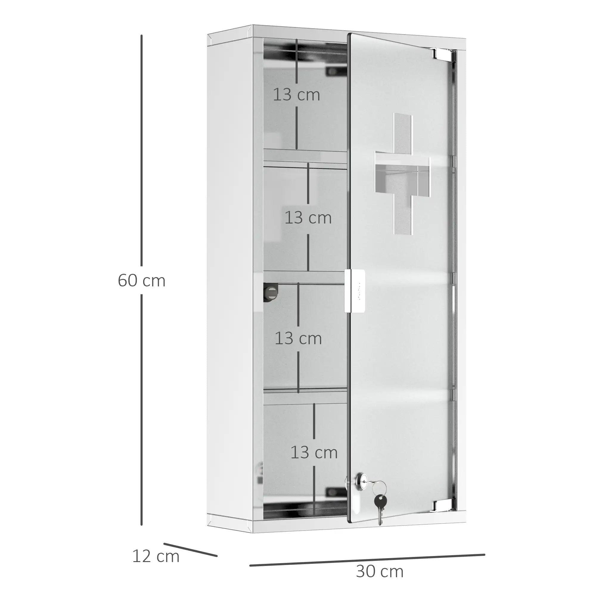 HOMCOM Medizinschrank abschließbar Tip-On Automatik Edelstahl