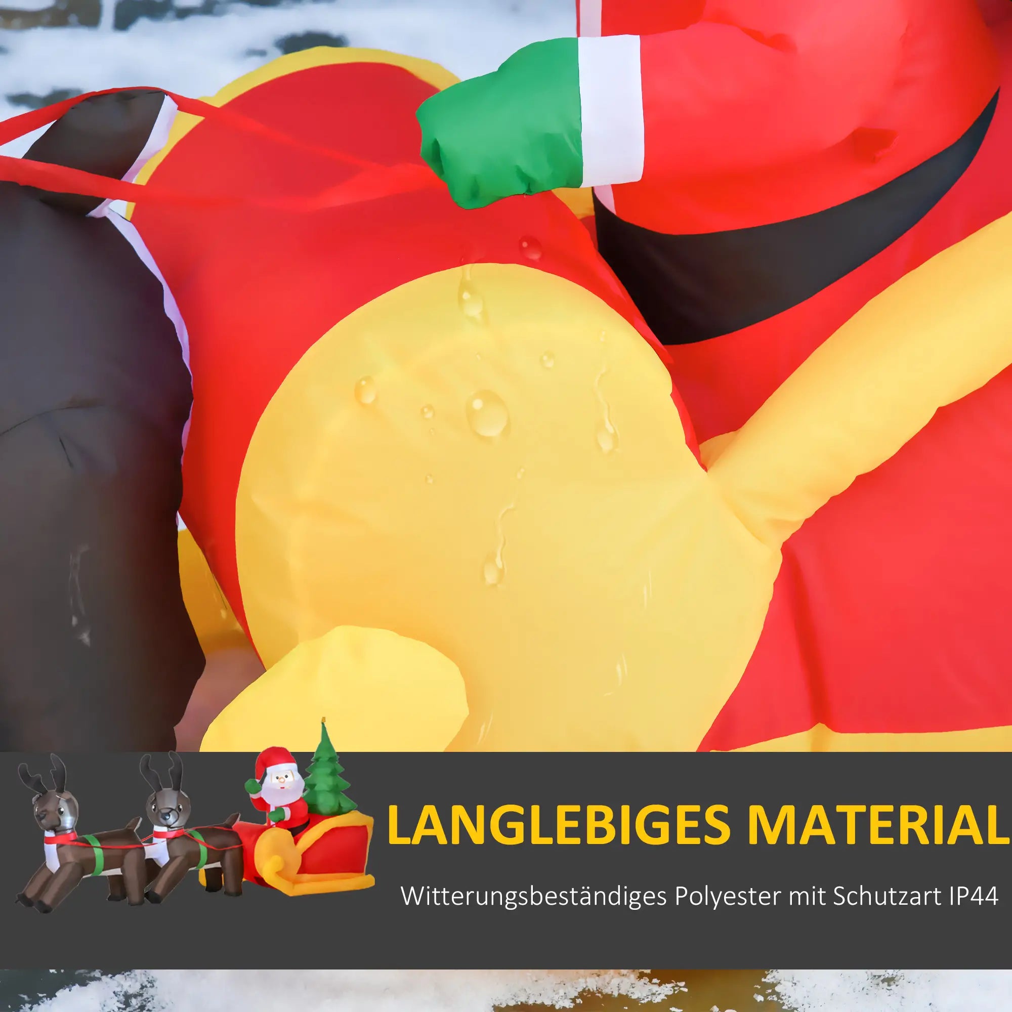 HOMCOM Aufblasbarer Weihnachtsmann mit Rentierschlitten LED IP44