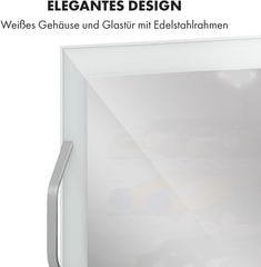 Klarstein Mini Kühlschrank mit Glastür für Zimmer, Getrnkekühlschrank mit Verstellbaren Ablagen, Kleiner 80 Liter, Indoor/Outdoor Kühlschrank Leise