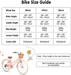 Glerc Missy 20 24 26 Zoll Mädchen City 6-Gang Hybrid Cruiser Fahrrad mit Weidenkorb für Jugend über 6-Jahre alt, mehrere Farben