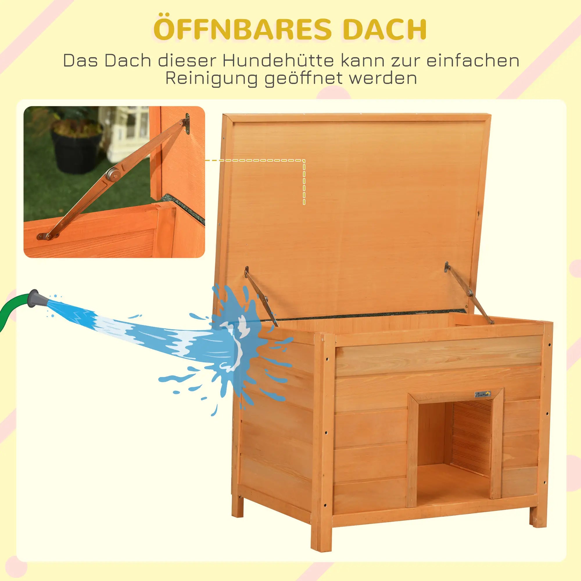 PawHut Hundehütte Blockhaus-Stil aufklappbares Dach Tannenholz