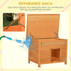 PawHut Hundehütte Blockhaus-Stil aufklappbares Dach Tannenholz