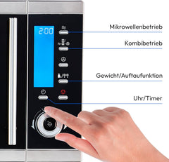 MEDION MD 15501 4 in 1 Mikrowelle mit Grill (25 Liter, 900 Watt, 1100 Watt Grill, 2500 Watt Heißluft, 10 Automatik-Programme) silber