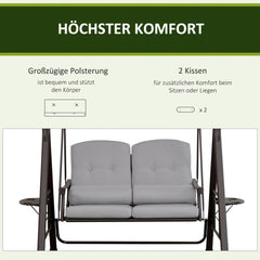 Outsunny Hollywoodschaukel 3-Sitzer mit Sonnendach und Ablagen