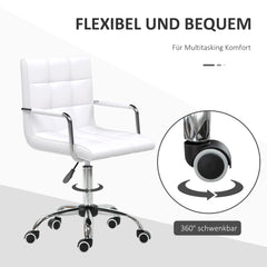 HOMCOM Bürostuhl Drehstuhl höhenverstellbar Kunstleder Weiß