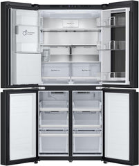 LG GMG861EPAE InstaView SLIM Multi-Door, Klasse E, 508 L, Kühlschrank mit Gefrierfach, Eis-, Crushed Ice- Wasserspender mit UVnano, Total NoFrost, Smart Inverter Kompressor, Wi-Fi, Farbe Matte Black