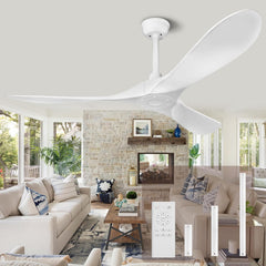 Biukis 152 cm Deckenventilator mit Fernbedienung, 6 Geschwindigkeitsstufen, reversibler DC-Motor für ganzjährige Nutzung, geeignet für Außenbereich, Garten, Wohnzimmer, Schlafzimmer – Walnuss