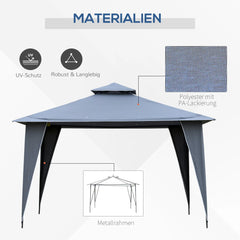 Outsunny Pavillon 3,45x3,45 m mit Doppeldach Grau
