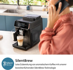 Philips Serie 2200 Kaffeevollautomat – Klassischer Milchaufschumer, Intuitives Touchdisplay, mattes Schwarz (EP2220/10)