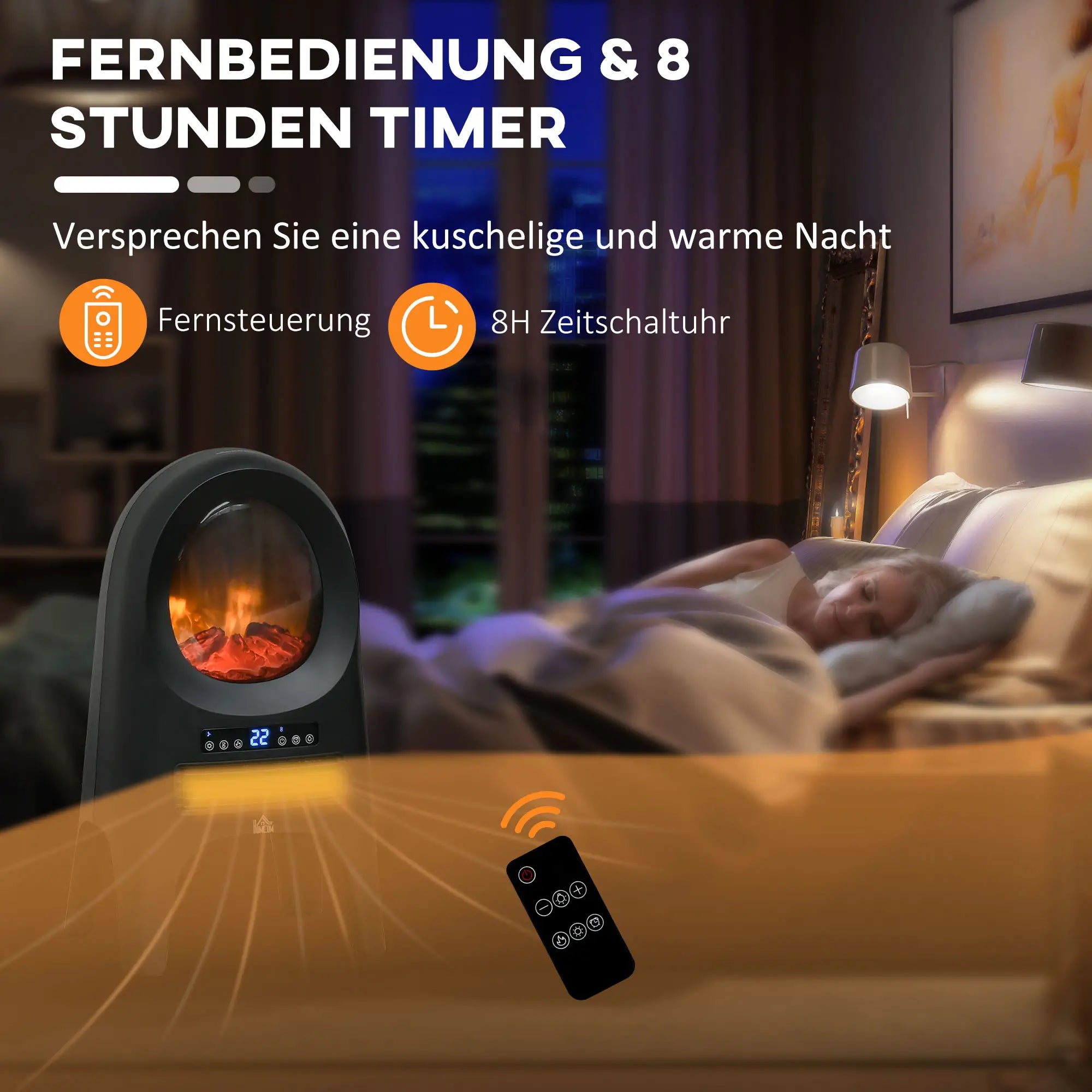 HOMCOM Elektroheizung Heizlüfter LED-Flammeneffekt Fernbedienung