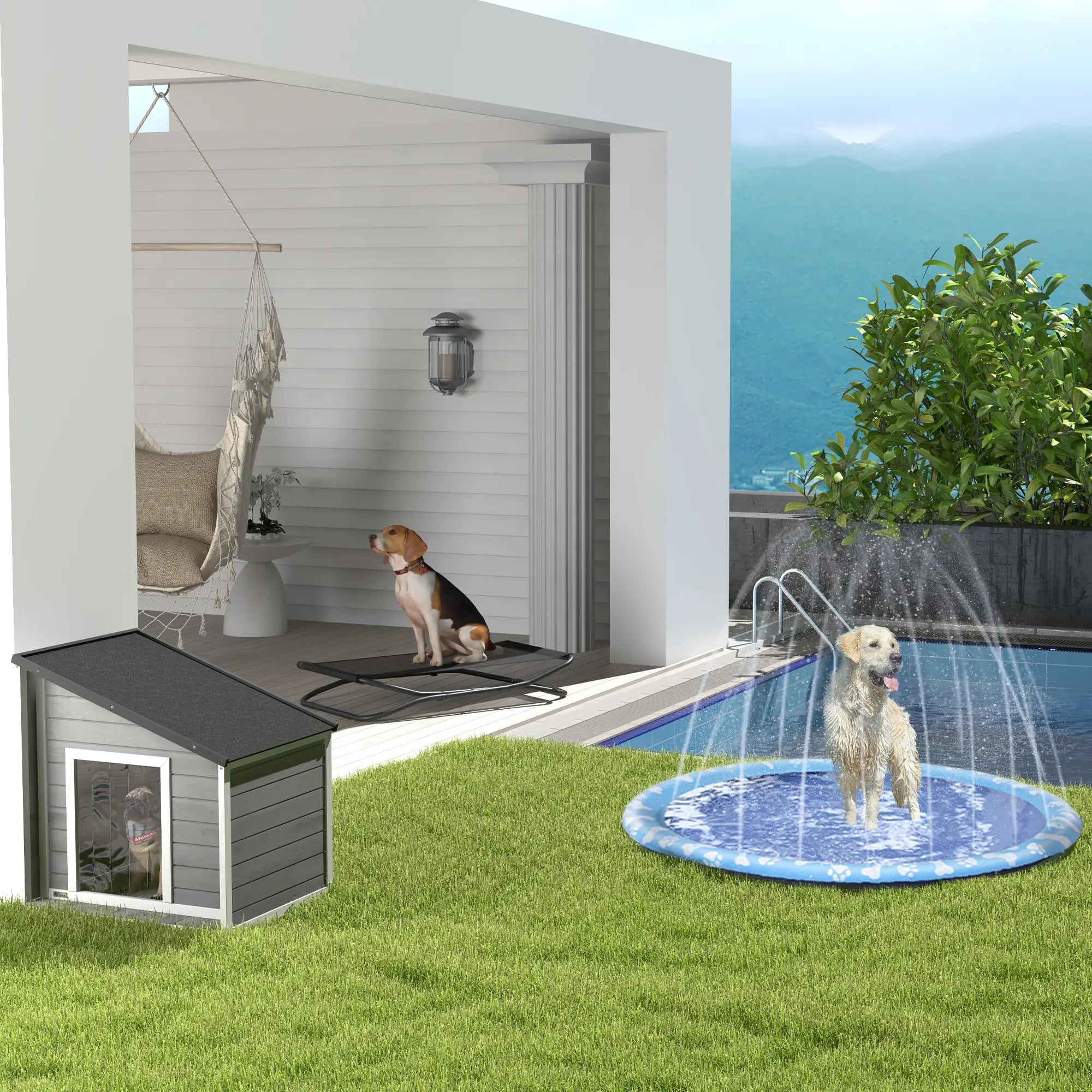 PawHut Hundehütte Outdoor aufklappbares Dach wetterfest Tannenholz