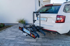 Fischer Kupplungs-Fahrradträger ProlineEvo 2, für 2 Fahrräder bis 60kg Nutzlast, E-Bike geeignet, vormontiert, abschließbar, faltbar