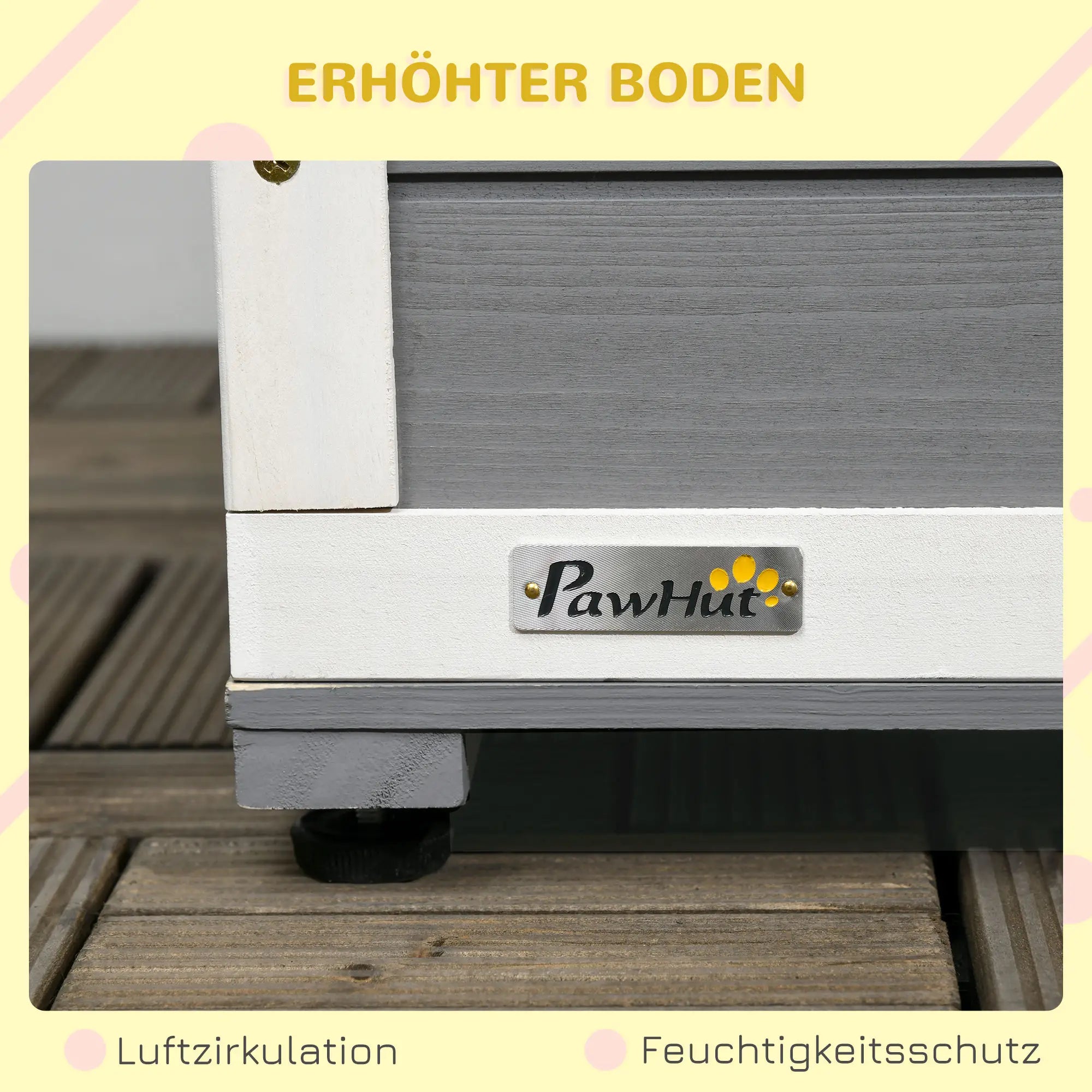 PawHut Hundehütte mit überdachter Veranda und Futternäpfen Outdoor