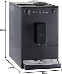 Melitta Solo - Kaffeevollautomat mit höhenverstellbarem Auslauf, kleine Kaffeemaschine mit abnehmbarem Wassertank, für z. B. Espresso oder Café Crème, silber