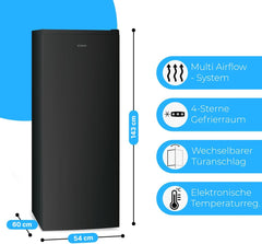 Bomann® Gefrierschrank Nofrost freistehender Tiefkühlschrank 161 L | Total No Frost - nie wieder abtauen - Schnellgefrierfunktion u. MultiAirflow-System | Türanschlag wechselbar | GS 7343 weiß