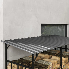 Outsunny Kaminholzregal 1,17 m³ mit Abdeckung, Schwarz