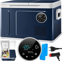 KESSER® Kompressor Kühlbox 2in1 Doppelzone Kühl & Gefrierfach elektrische Gefrierbox mit 2x Kühlakkus & LED-Touch-Bedienung | Kühlschrank Kühlung bis -20 °C für Camping, Auto, Lkw 12/24V 230V