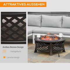 Outsunny Feuerschale BBQ-Grill 2-in-1 Bronzeoptik