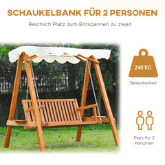 Outsunny Hollywoodschaukel Gartenschaukel 2-Sitzer mit Sonnendach Lärche