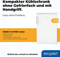 Exquisit Kühlschrank ohne Gefrierfach, 133 Liter, Vollraumkühlschrank freistehend, Türanschlag Wechselbar, KS516-V-H-010D weiss