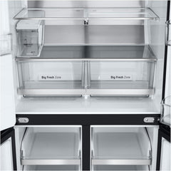 LG GMG861EPAE InstaView SLIM Multi-Door, Klasse E, 508 L, Kühlschrank mit Gefrierfach, Eis-, Crushed Ice- Wasserspender mit UVnano, Total NoFrost, Smart Inverter Kompressor, Wi-Fi, Farbe Matte Black