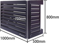 Qventi Abdeckung für Klimaanlage - Anthrazit/Grau - Aluminium - Schutzgitter - Verkleidung - Einfache Montage - Größe S - Außenmaße (LxBxH): 100 x 50 x 75 cm