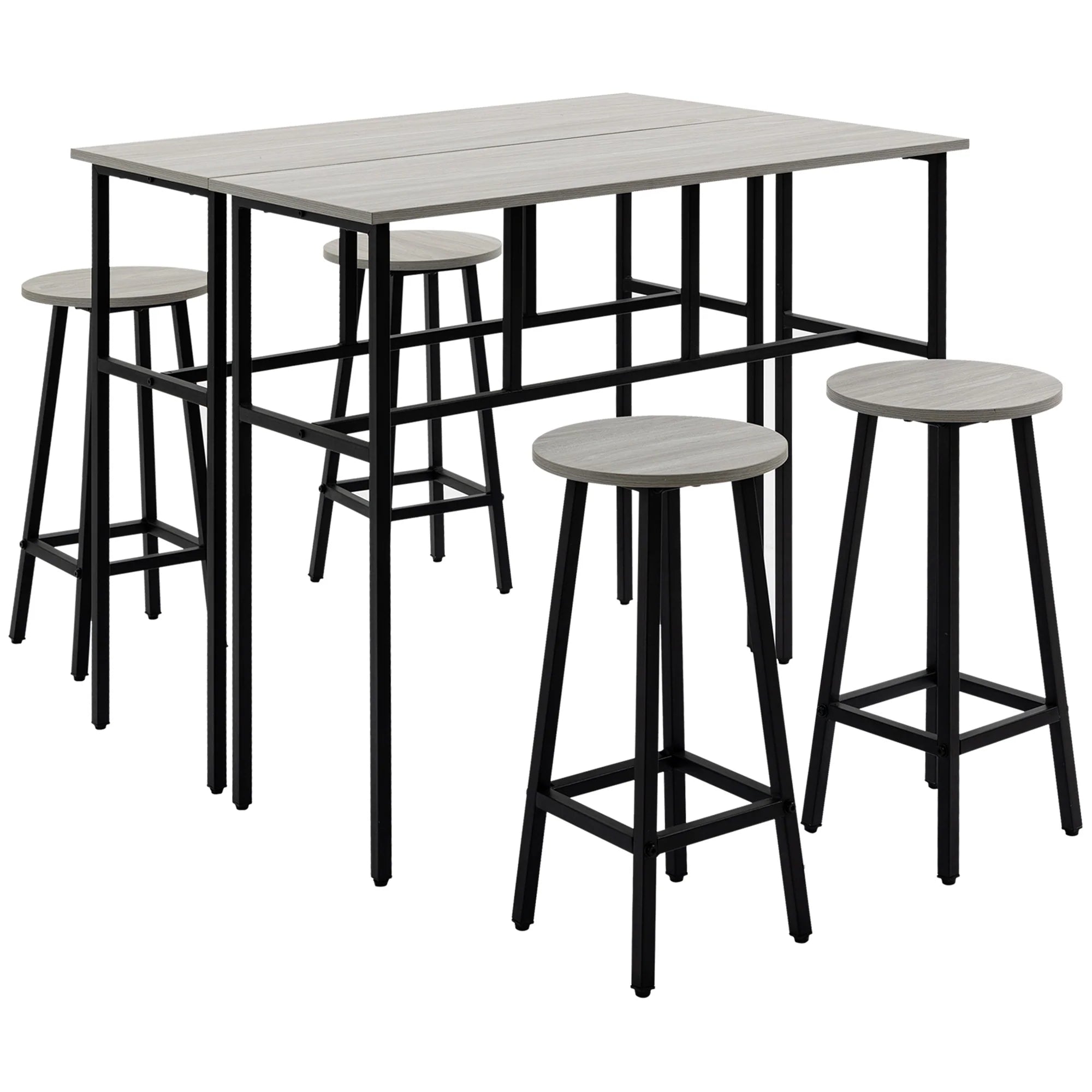 HOMCOM Bartisch-Set 6-teilig kombinierbar platzsparend Essgruppe