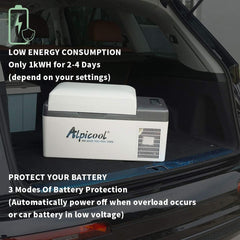 Alpicool C12 12L Cool Box 12 V Mini Fridge Electric Compressor Car Fridge Camping Freezer Box Small Portable for Car, Truck, Boat, RV with USB Connection