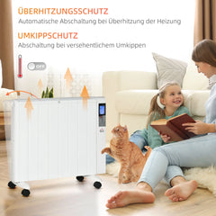 HOMCOM Elektroheizung Konvektor 2 Heizstufen Fernbedienung Weiß