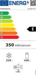 LG GSGV81PYLL Side by Side Kühlschrank, Klasse E, 635 L, Instaview, Kühlschrank mit Gefrierfach, Eis-, Crushed Ice- Wasserspender, Total NoFrost, Smart Inverter Kompressor, Wi-Fi