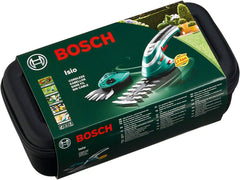 Bosch Akku Grasscheren Set Isio (3,6 Volt, Messerlnge 12 cm, Messerabstand 8 mm, mit XL-Gartenhandschuhen inklusive, in Softcase) – Amazon Edition